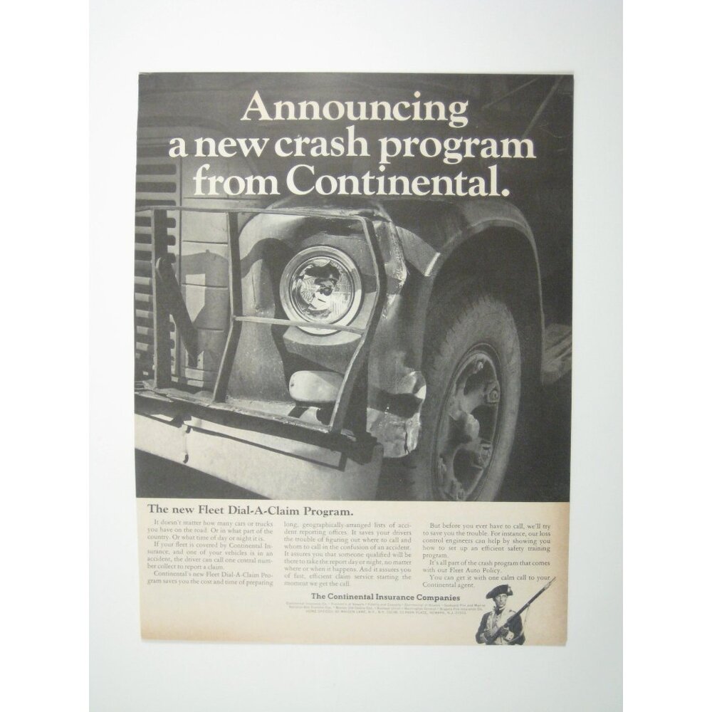 Continental Insurance Companies Fleet Dial A Claim Vintage 1967 Print Advertisem